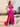 Asymmetrical Shoulder Boned Prom Dress With Waist Drop - Hot Pink
