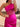 One Shoulder Boned Prom Dress With Waist Drop - Hot Pink