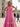 Tank Pleated Corset Lace Up A-Line Long Prom Dress With Slit in Hot Pink