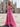 Tank Pleated Corset Lace Up A-Line Long Prom Dress With Slit in Hot Pink