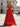 Tank Pleated Corset Lace Up A-Line Long Prom Dress With Slit in Red