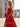 Tank Pleated Corset Lace Up A-Line Long Prom Dress With Slit in Red