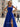 Tank Pleated Corset Lace Up A-Line Long Prom Dress With Slit in Royal Blue