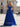 Tank Pleated Corset Lace Up A-Line Long Prom Dress With Slit in Royal Blue