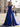 Tank Pleated Corset Lace Up A-Line Long Prom Dress With Slit in Royal Blue