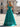 Tank Pleated Corset Lace Up A-Line Long Prom Dress With Slit in Turquoise
