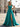Tank Pleated Corset Lace Up A-Line Long Prom Dress With Slit in Turquoise
