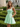 Square Neck Bow Back Satin Bodice Mini A-Line Prom Dress in Mint Green