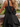 Square Neck Bow Back Satin Bodice Mini A-Line Prom Dress in Black