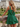 Square Neck Bow Back Satin Bodice Mini A-Line Prom Dress in Emerald Green