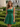 Square Neck Bow Back Satin Bodice Mini A-Line Prom Dress in Emerald Green