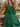 Square Neck Bow Back Satin Bodice Mini A-Line Prom Dress in Emerald Green
