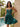 Sparkly Embroidery Cut Front Sheer Pleated Mini A-Line Prom Dress in Emerald Green