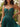 Sparkly Embroidery Cut Front Sheer Pleated Mini A-Line Prom Dress in Emerald Green