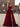 Pearls Like Corset Long A-Line Prom Dress With Slit - Burgundy