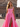 Pearls Like Corset Long A-Line Prom Dress With Slit - Hot Pink