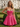 3D Rose Ruched Boned Sheer Mini Ball Gown Prom Dress in Hot Pink