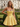 3D Rose Ruched Boned Sheer Mini Ball Gown Prom Dress in Yellow