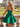 3D Rose Ruched Boned Sheer Mini Ball Gown Prom Dress in Emerald Green