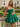 3D Rose Ruched Boned Sheer Mini Ball Gown Prom Dress in Emerald Green