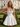 3D Rose Ruched Boned Sheer Mini Ball Gown Prom Dress in White