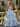 Pearls Like Corset Pleated Long A-Line Prom Dress in Blue Floral