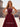Bow Front Pearls Like Corset Lace Up Long A-Line Satin Prom Dress - Burgundy