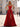 Hot Fix Crystal Corset A-Line Lace Up Long Prom Dress With Slit - Red