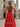 Ruched Bust Pleated Bodice A-Line Lace Up Long Prom Dress With Slit - Red