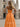 Ruched Bust Pleated Bodice A-Line Lace Up Long Prom Dress With Slit - Orange