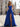 Ruched Bust Pleated Bodice A-Line Lace Up Long Prom Dress With Slit - Royal Blue