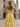 Ruched Bust Pleated Bodice A-Line Lace Up Long Prom Dress With Slit - Yellow