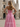 Ruched Bust Pleated Bodice A-Line Lace Up Long Prom Dress With Slit - Pink