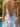 Floral Bodice Strapless Backless Lace Up Mini A-Line Summer Dress in Blue Floral