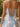 Floral Bodice Strapless Backless Lace Up Mini A-Line Summer Dress in Light Blue Floral