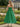 Ankel Boned Bodice Pleats Prom Bridal Gown With Pocket - Emerald Green
