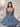 Bow Shoulder Bodice Mini Ball Gown Prom Dress - Dusty Blue
