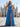 Sweetheart Hot Fix Crystal Ruched Bust Bodice A-Line Long Prom Dress With Pockets - Blue