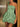 Hand Made Flower Satin Mini Ball Gown Prom Dress - Sage Green