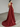 One Shoulder Ruched 3D Flower Bodice Ball Gown Prom Dress With Drop Train - Red