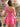 One Shoulder Sculpted Ball Gown Pleated Short Summer Dress in Hot Pink