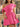 One Shoulder Sculpted Ball Gown Pleated Short Summer Dress in Hot Pink