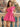 One Shoulder Sculpted Ball Gown Pleated Short Summer Dress in Hot Pink