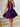 Halter Deep V-Neck Hot Fix Mini Ball Gown Prom Dress - Purple