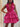 Ruffle Halter Deep V-Neck Satin Mini Prom Dress - Hot Pink
