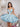 Cut Waist Deep V-Neck Strapless Mini Satin Ball Gown Prom Dress - Baby Blue