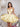 Cut Waist Deep V-Neck Strapless Mini Satin Ball Gown Prom Dress - Yellow