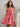 Deep V Neck Hand Made Floral Mini Ball Gown Prom Dress - Hot Pink