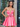 Deep V Neck Hand Made Floral Mini Ball Gown Prom Dress-Hot Pink