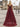 Deep V-Neck Off Shoulder Illusion Long Ball Gown Prom Dress - Burgundy